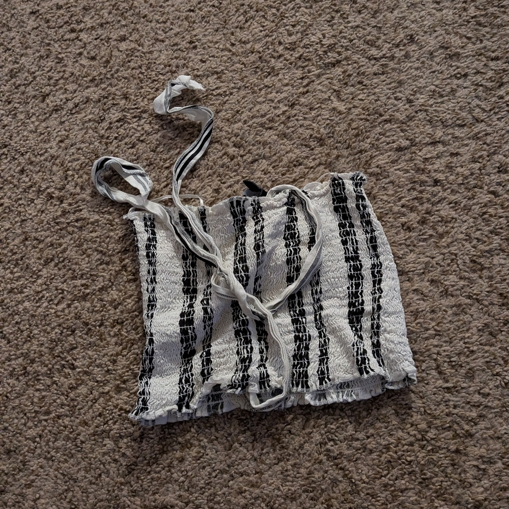 Striped Black and White Tube Top